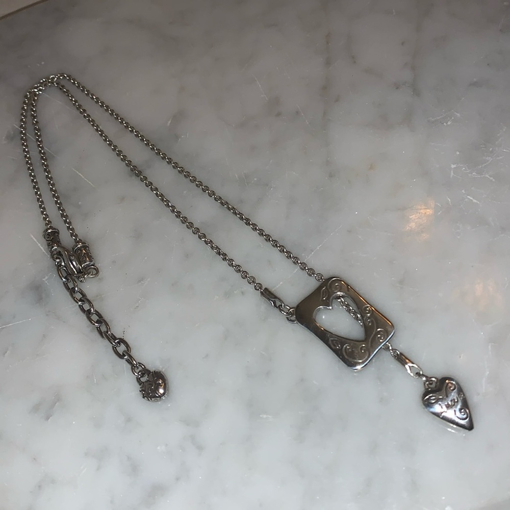 Brighton Amour / Love Cut Out Charm Lariat Necklace Vintage Retired Heart